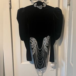 Black Velvet and Rhinestone Dress